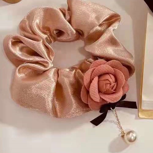 Dây Cột Tóc Vải Đính Nơ Phong Cách Retro Chất Lượng Cao