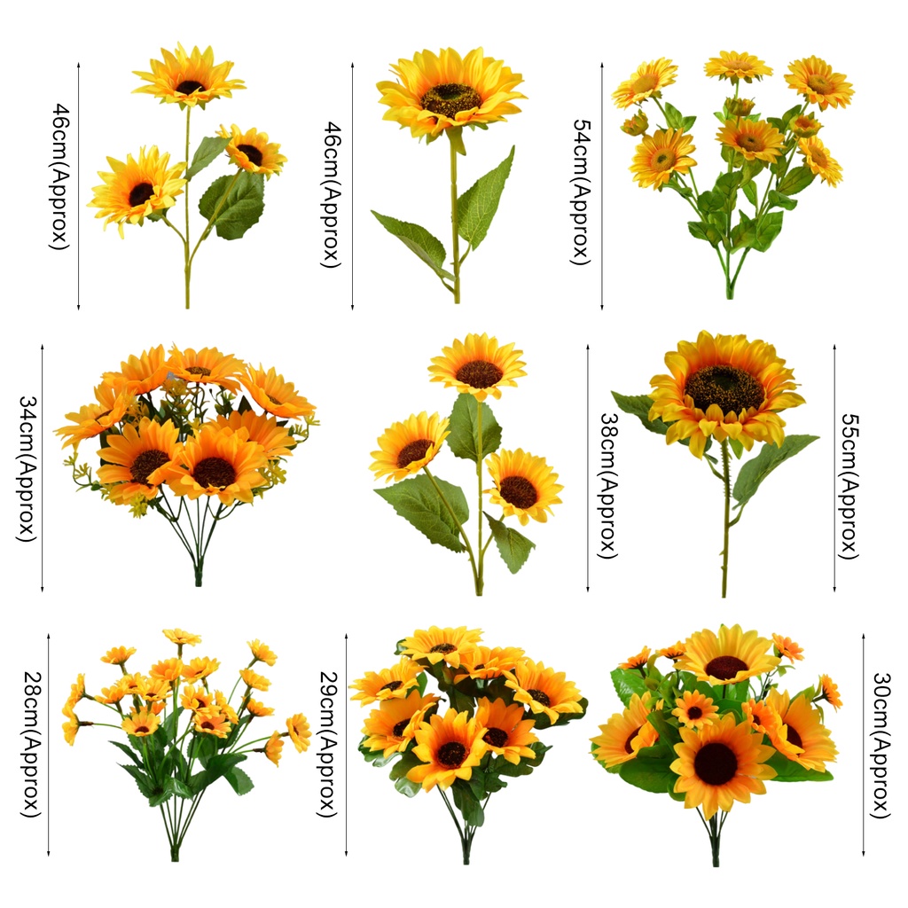 (Bất Ngờ) Bó Hoa Hướng Dương Giả Bằng Lụa Nhiều Đầu Không Cần Khoan Lỗ Trang Trí Nhà Cửa