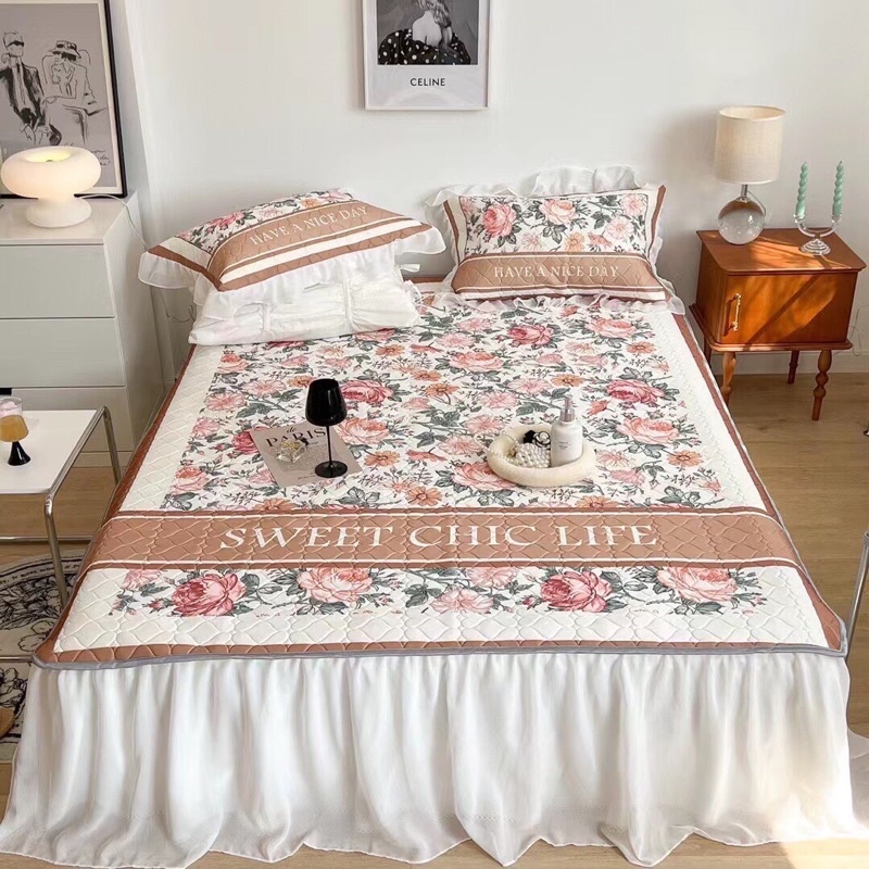 SÉT CHIẾU CAO SU NON CHÂN PHỦ BÈO CAO CẤP CHIC STUDIO HÀNG NHẬP NGUYÊN CHIẾC MỚI