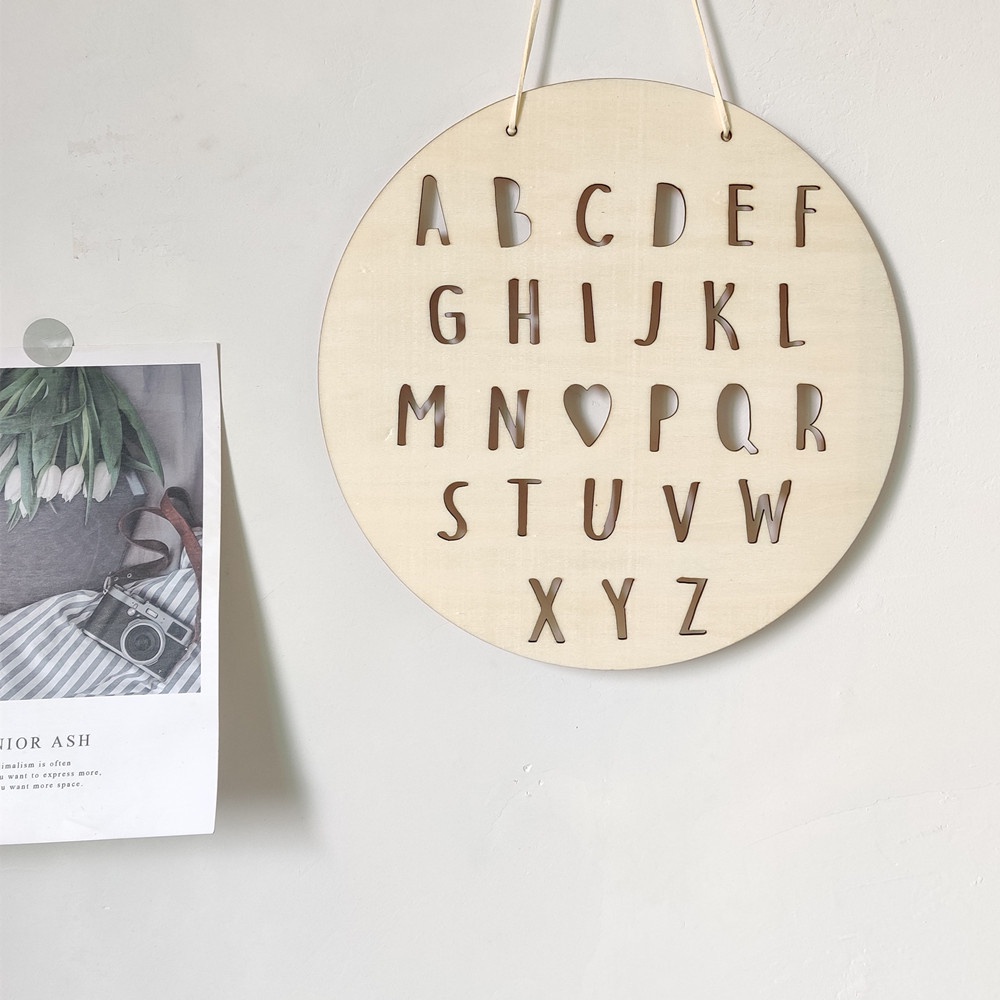 Bảng gỗ sồi bảng chữ cái phong cách Hàn Quốc trang trí tiệc sinh nhật , chụp studio cho bé, cho bé học tiếng anh BGABC
