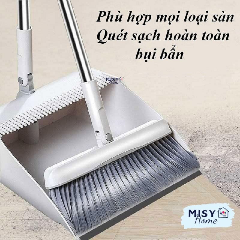 Bộ chổi kèm hót rác thông minh 180 độ Misy home cán dài