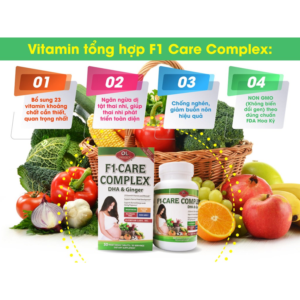 Olympian Labs F1 Care Complex Lọ 30 Viên - Hỗ trợ giảm nghén ở bà bầu