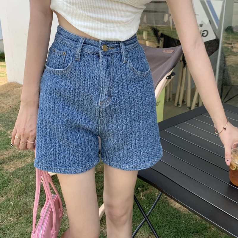 Quần Short Denim Lưng Cao Dáng Rộng Hợp Thời Trang