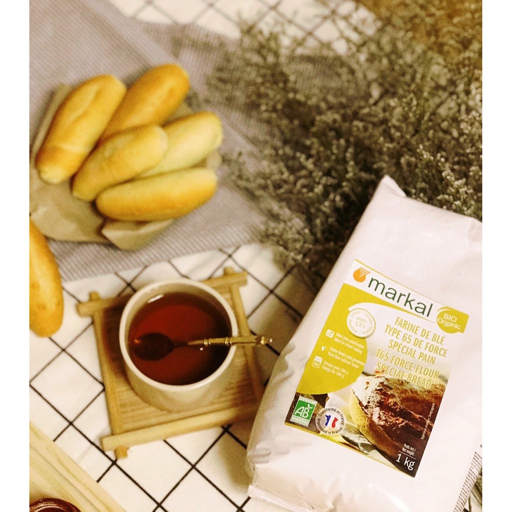BỘT MÌ HỮU CƠ MARKAL PHÁP T55 và T65 LÀM BÁNH CHO BÉ ĂN DẶM -  NGUYÊN TÚI 1 KG