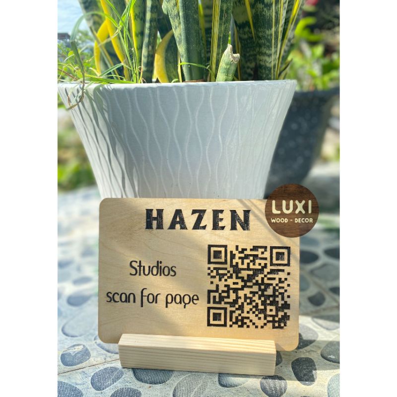 HCM | Bảng thông tin tài khoản ngân hàng - Tên shop theo yêu cầu / Mã QR thanh toán bằng gỗ LUXI DECOR HCM