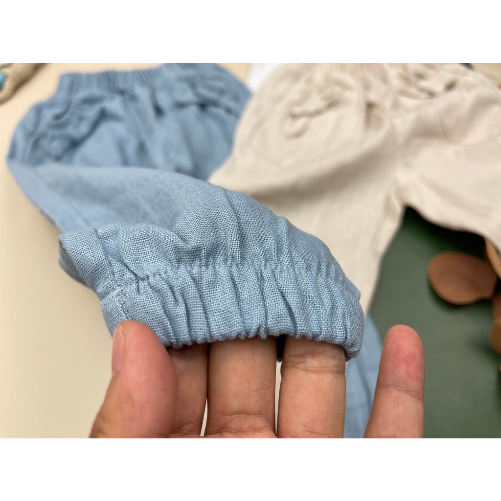Quần dài Linen nơ bo gấu bé gái 10-38kg