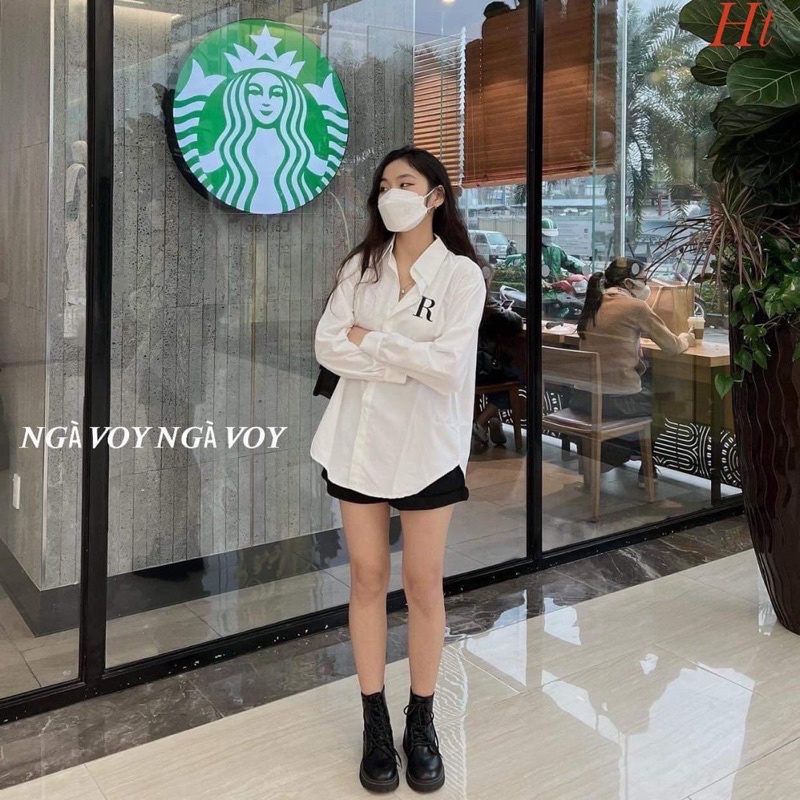 Áo sơ mi chữ R dài tay H2A599