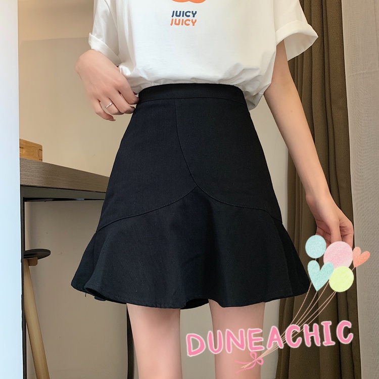 DUNEA Chân Váy Đuôi Cá Dáng Chữ A Lưng Cao Phối Bèo Thời Trang Cho Nữ Plus Size