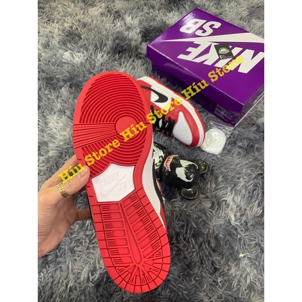 (Híu)Giầy Thể Thao Pro J-Pack Low Chicago Đen Đỏ|Da Thật|Đế Đệm Khí Khâu Gắn Chip