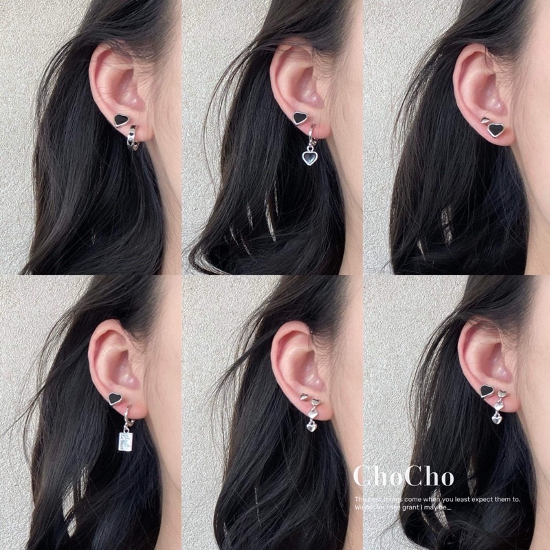 Set bông tai mạ bạc cá tính