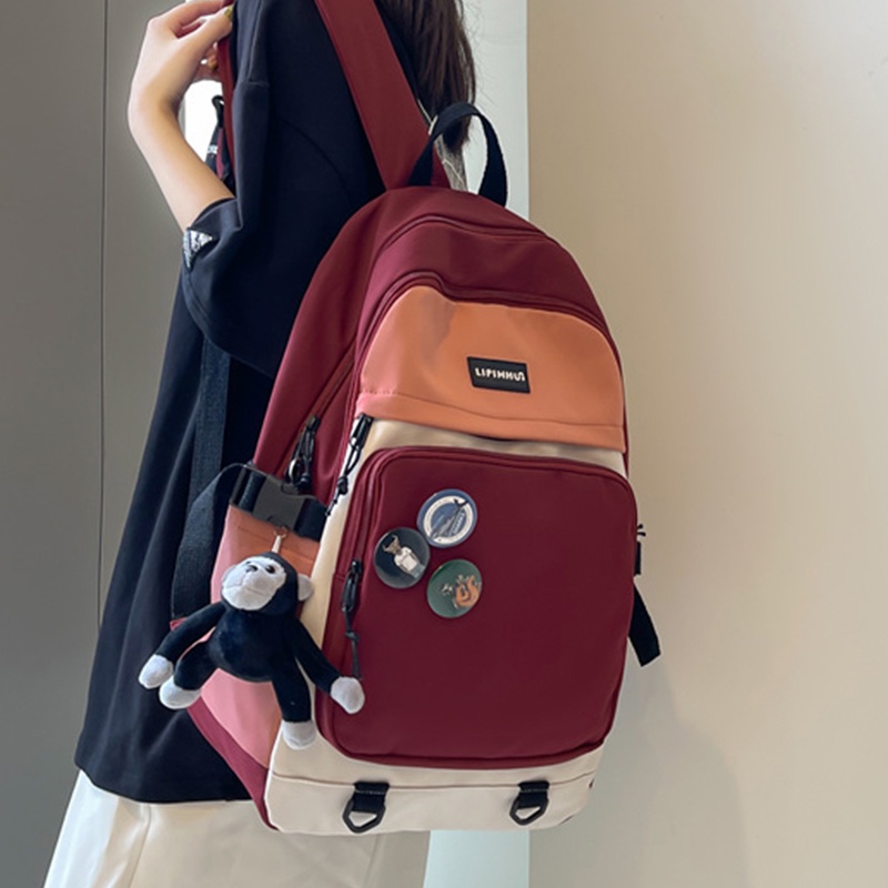 Ba lô học sinh màu sắc tương phản thời trang