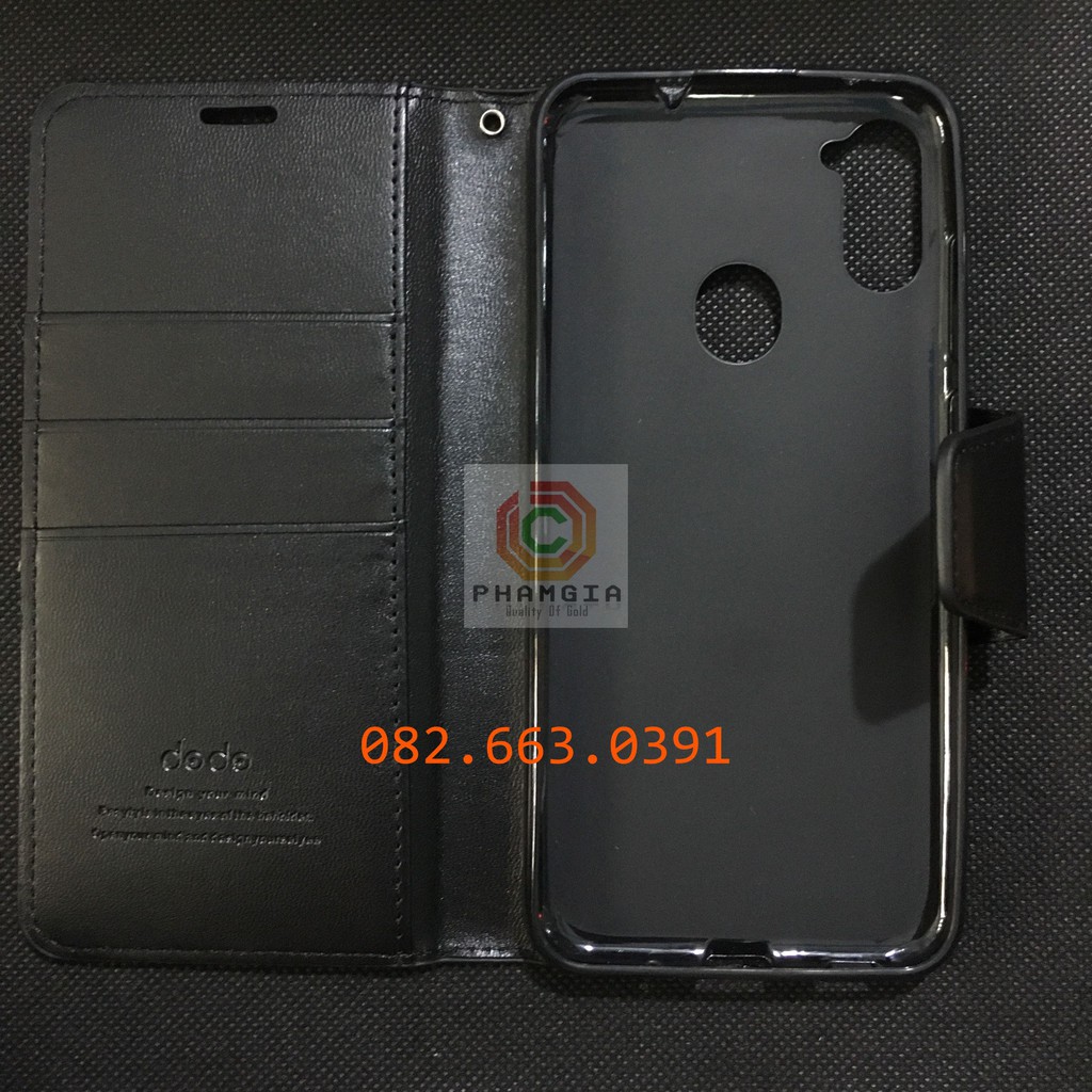 Bao da (ốp lưng nắp gập) Samsung Galaxy A11 cao cấp, da mịn, có ngăn để thẻ