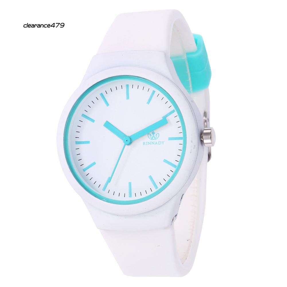 Đồng Hồ Đeo Tay Mặt Tròn Dây Silicone Màu Kẹo Cho Nữ