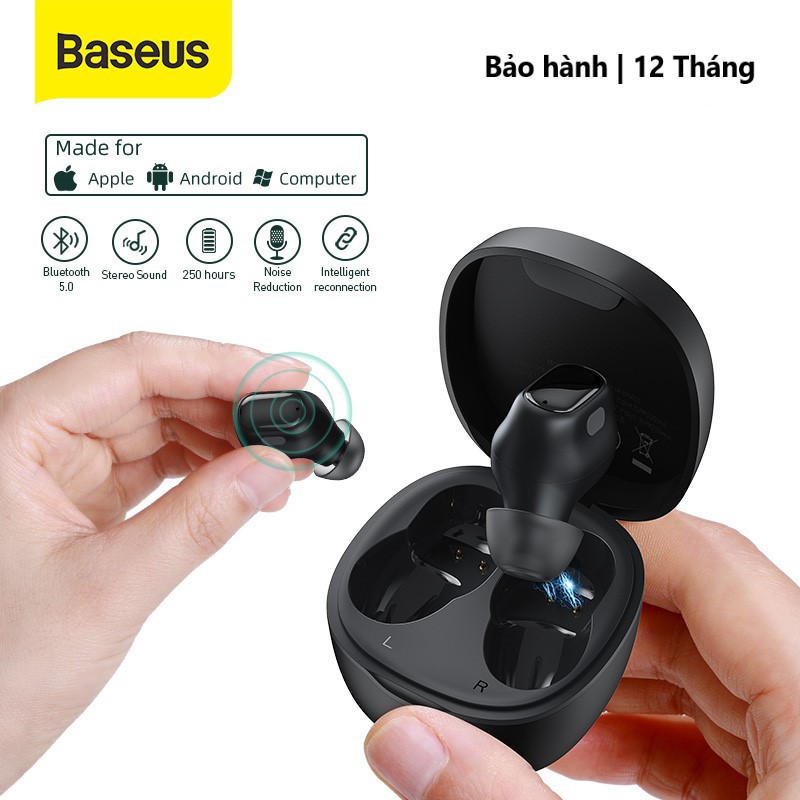 Tai Nghe Bluetooth Không Dây Baseus WM01 TWS Chống Ồn Bluetooth 5.0 Công Nghệ Chống Tiếng Ồn Mới Nhất