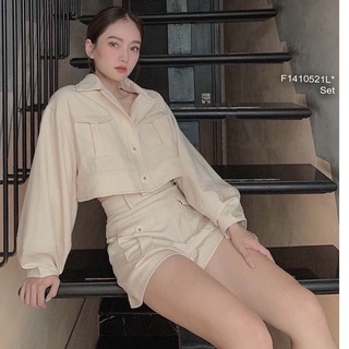 Set phối túi áo croptop cổ bẻ tay dài kèm quần short!