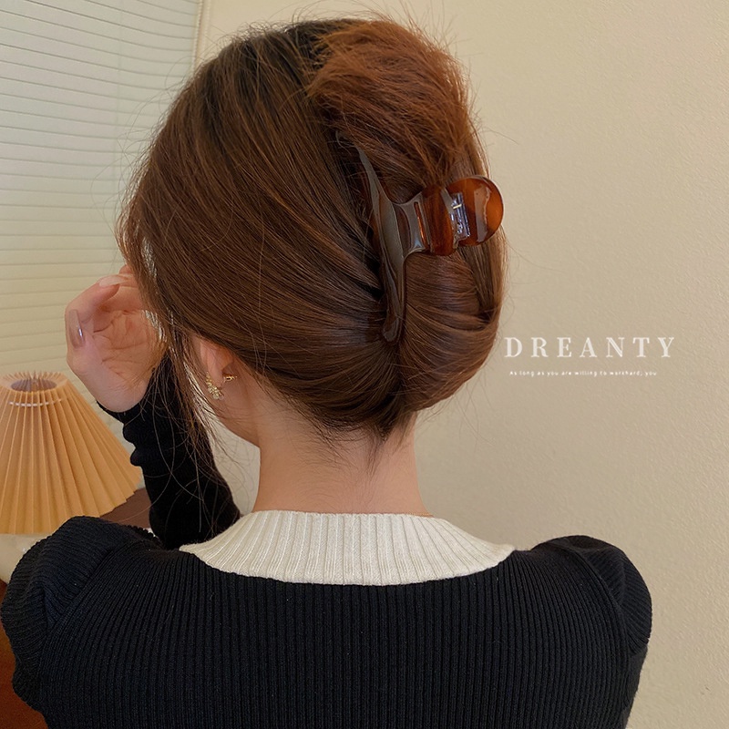 Kẹp Tóc Hình Học Màu Cà Phê Acetate Phong Cách Mới Cho Nữ