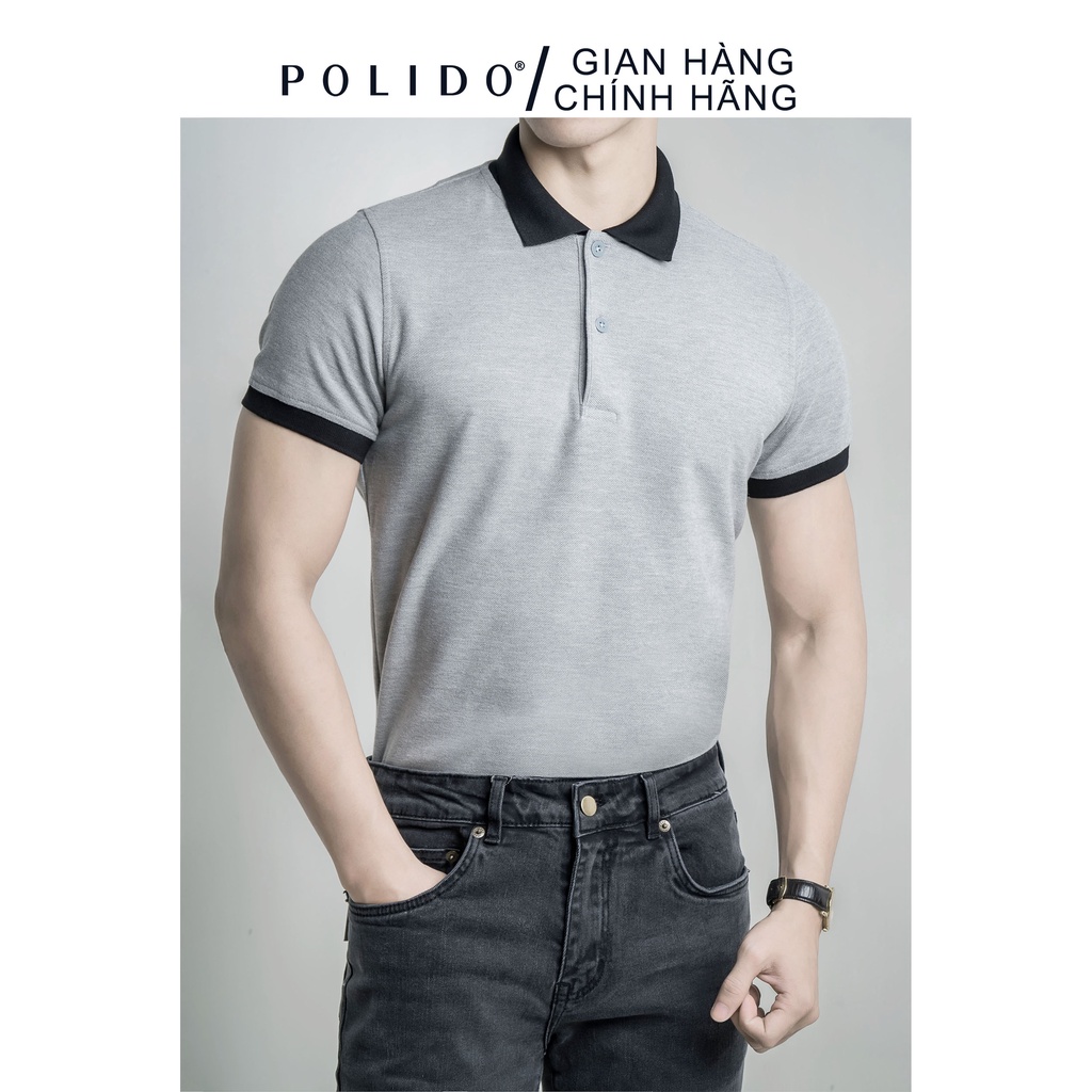 Áo Polo Trơn Phối Bo CEFFYLO Màu Xám Nhạt Vải Cotton 100% Co Giãn Thấm Hút Cực Tốt