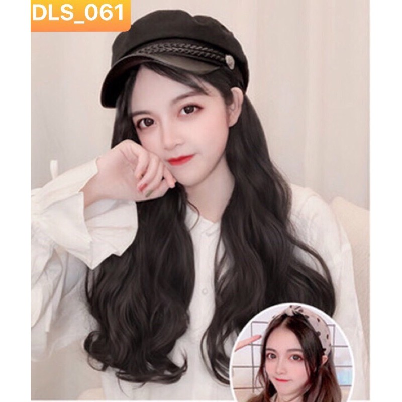 TẶNG MŨ- ĐUÔI TÓC GIẢ XOĂN DẠNG BĂNG GAI DÍNH S061