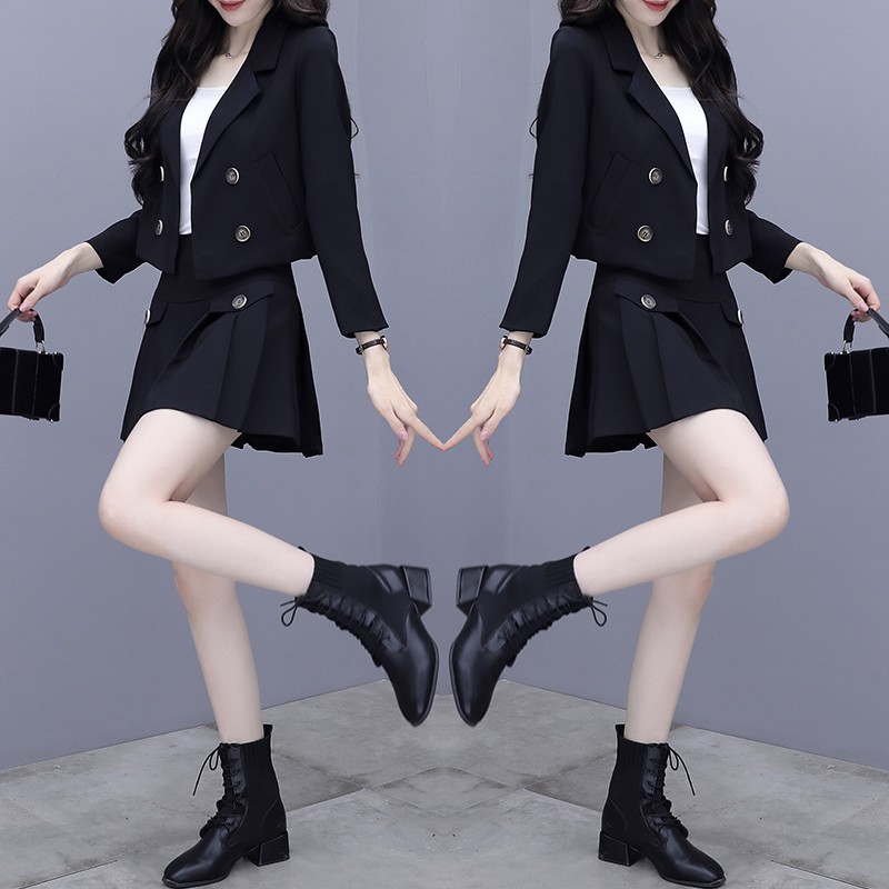 ☌❃com lê chuyên nghiệp mùa xuân và thu năm 2021 new style tây suit ngắn váy kiểu dáng thơm nhỏ hai mảnh