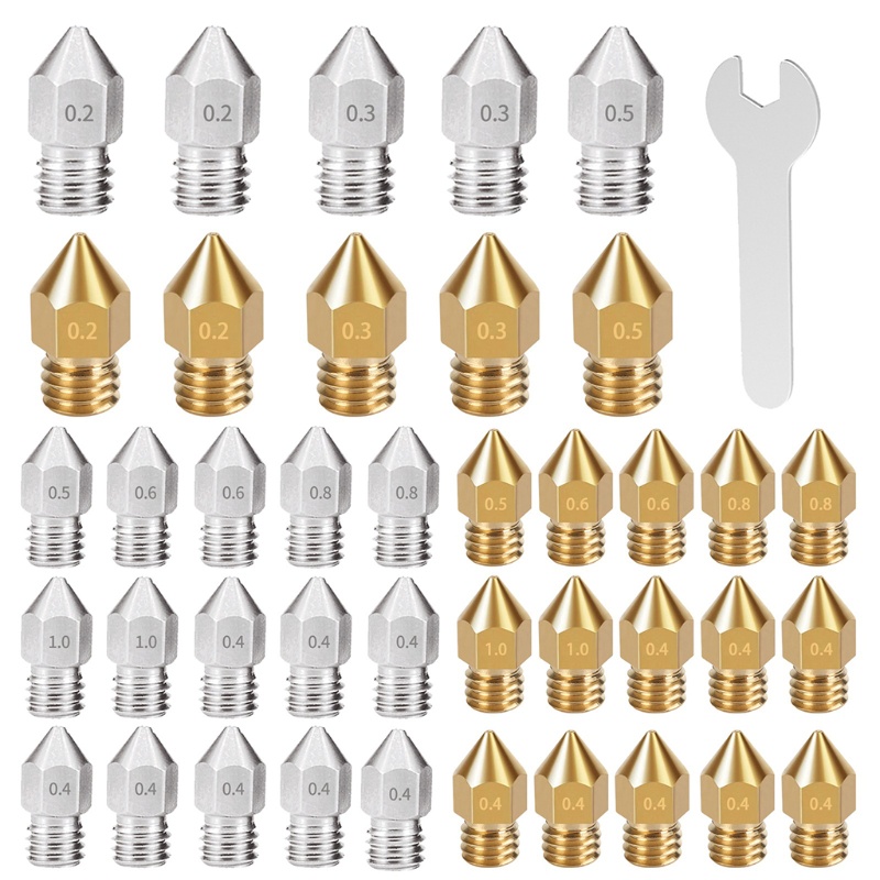 Bộ 40 đầu phun Mk8 bằng thép không gỉ kèm hộp đựng cho máy in 3D | BigBuy360 - bigbuy360.vn