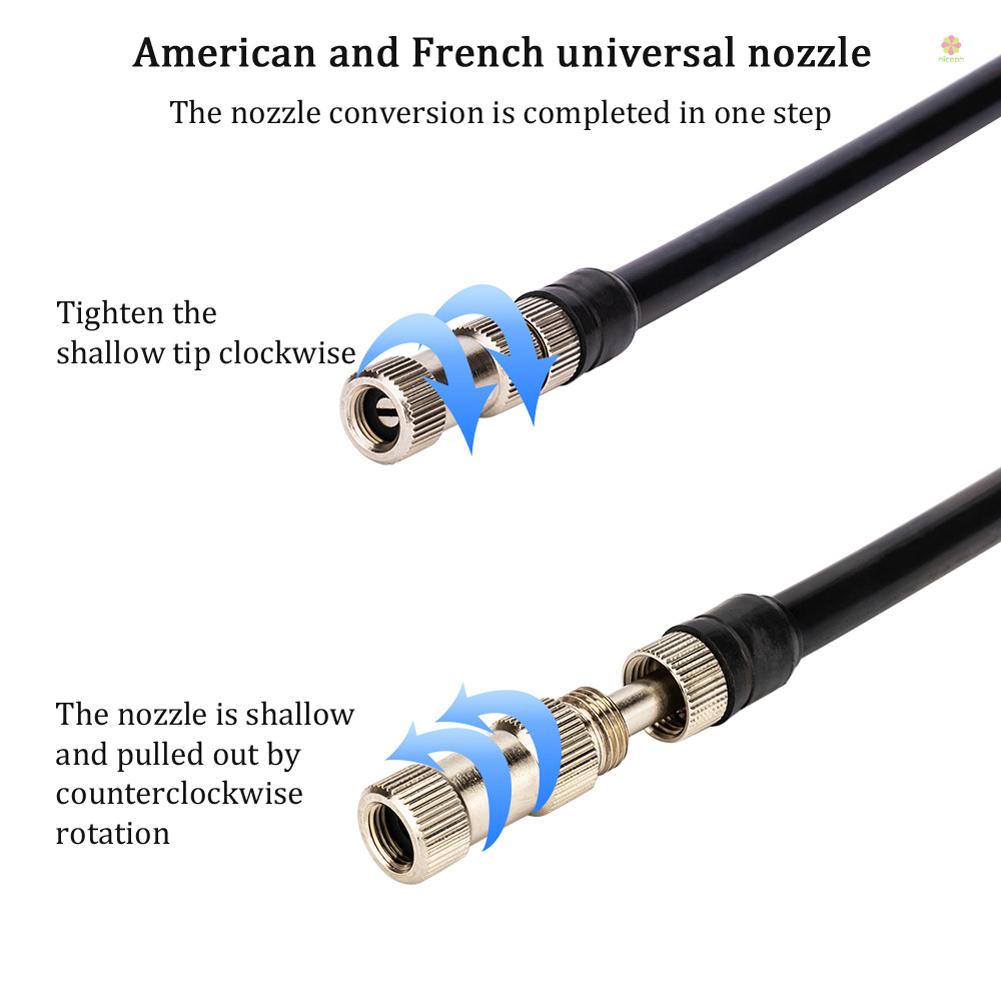 Bơm Xe Đạp 300PSI Mini ZTTO Áp Suất Cao Kèm Van Schrader & Đồng Hồ Đo Phuộc Trước Và Sau