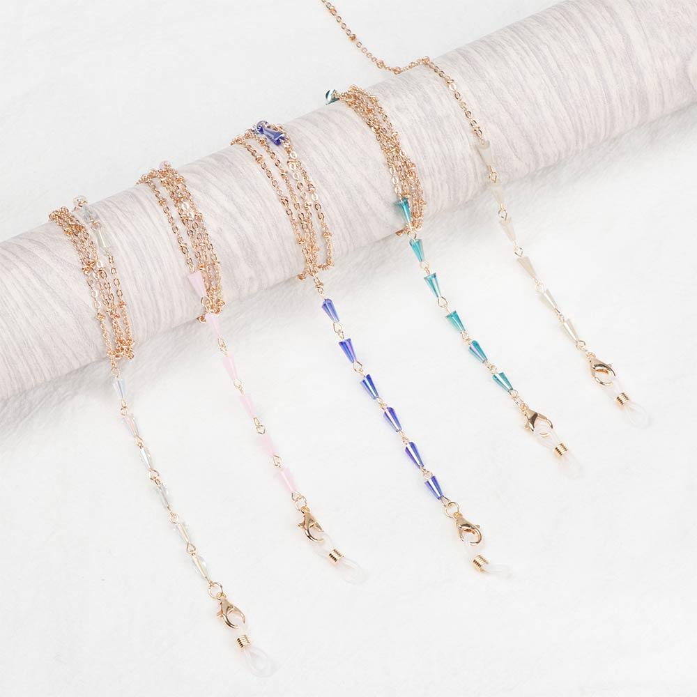 YVE Dây Đeo Mắt Kính Đính Hạt Pha Lê Kim Loại