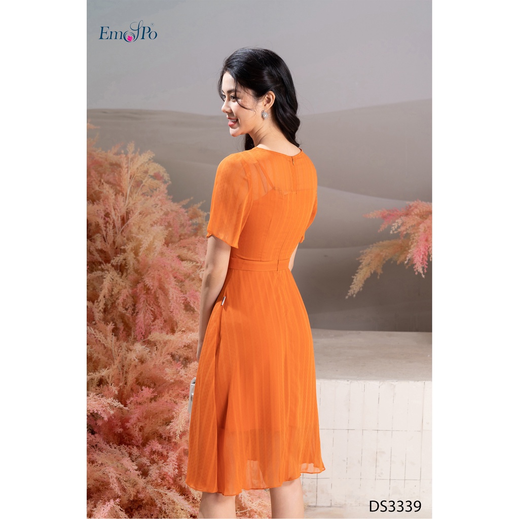 Đầm nữ chiffon cổ tròn 2 lớp, kiểu dáng chữ A Emspo DS3339