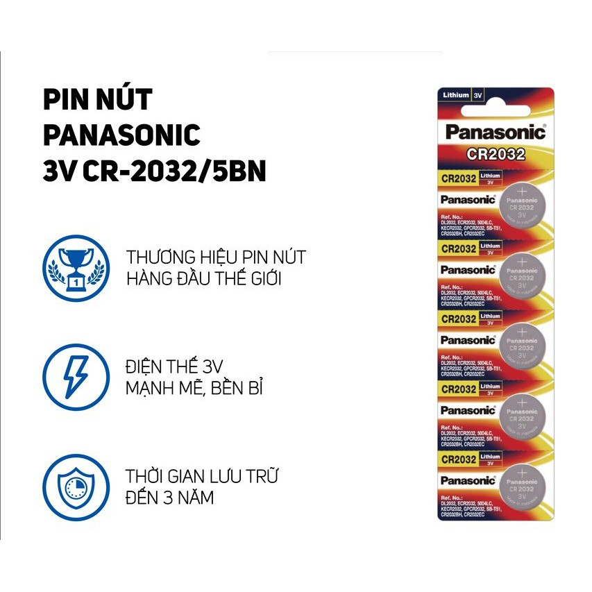 Chính hãng Vỉ 1-5 Viên Pin Panasonic CR2032 Pin 3V Lithium Made in Indonesia