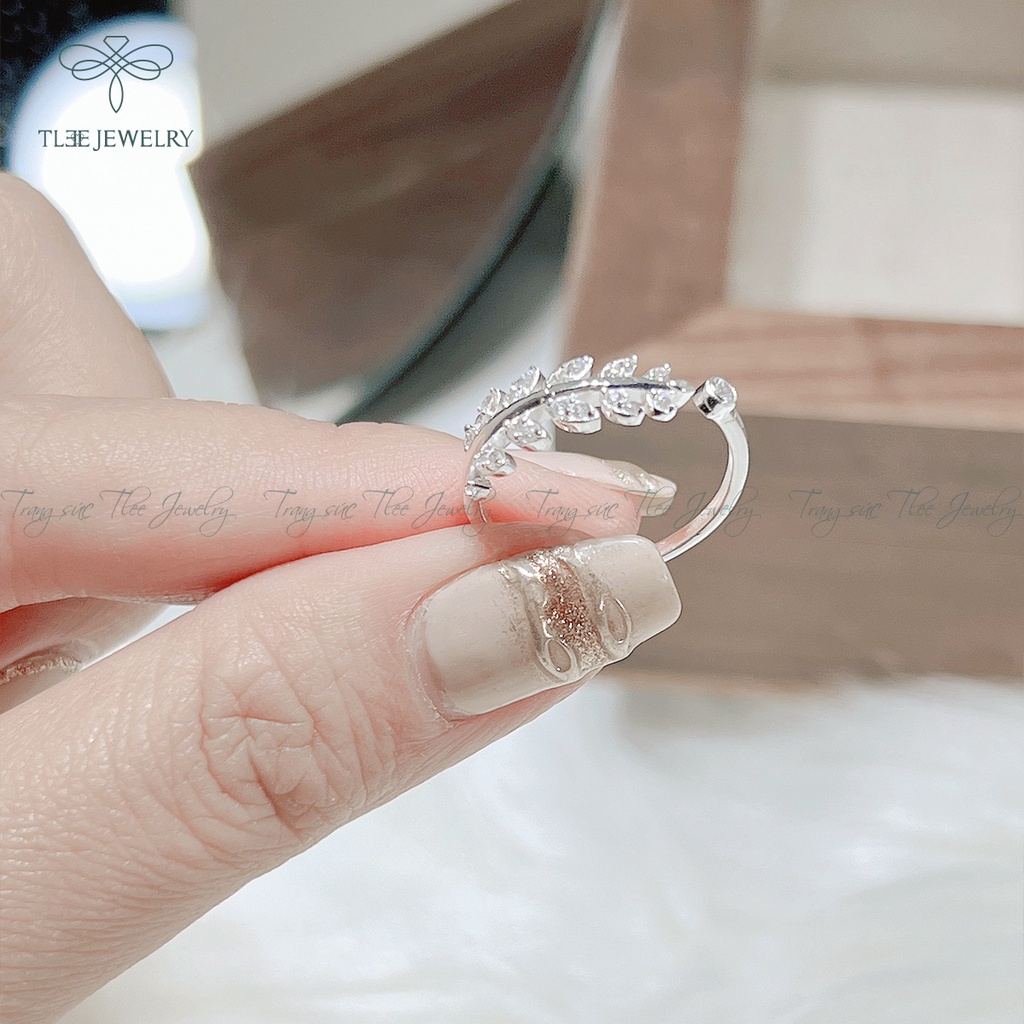Nhẫn bạc nữ TLEE lá oliu nạm đá sang trọng NCJ A0155