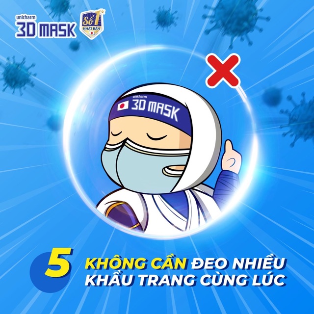 Khẩu trang trẻ em unicharm 3d mash nhật bản chống virus