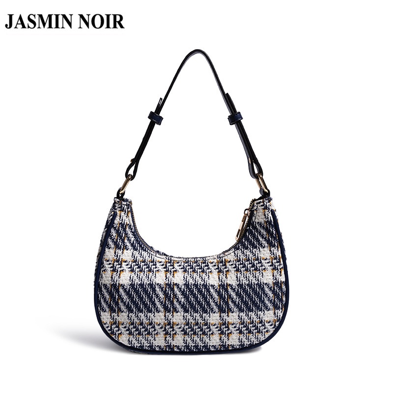 Túi xách đeo vai JASMIN NOIR bằng vải canvas thiết kế caro đơn giản thời trang cho nữ