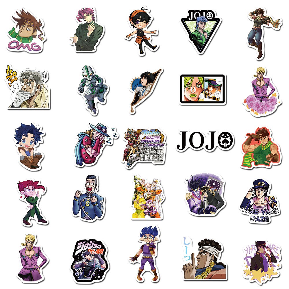 Bộ 50/ 25/ 10 Miếng dán pvc chống nước hóa trang anime Jojo Bizarre Adventure thích hợp cho Iphone