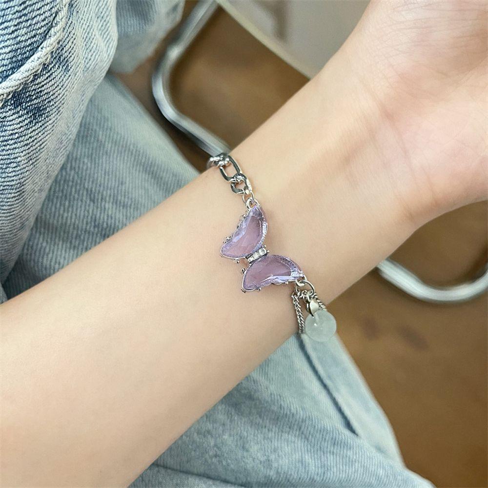 Vòng Tay Chuỗi Hạt Mặt Hình Bướm / Trái Tim Thời Trang Xinh Xắn Cho Nữ