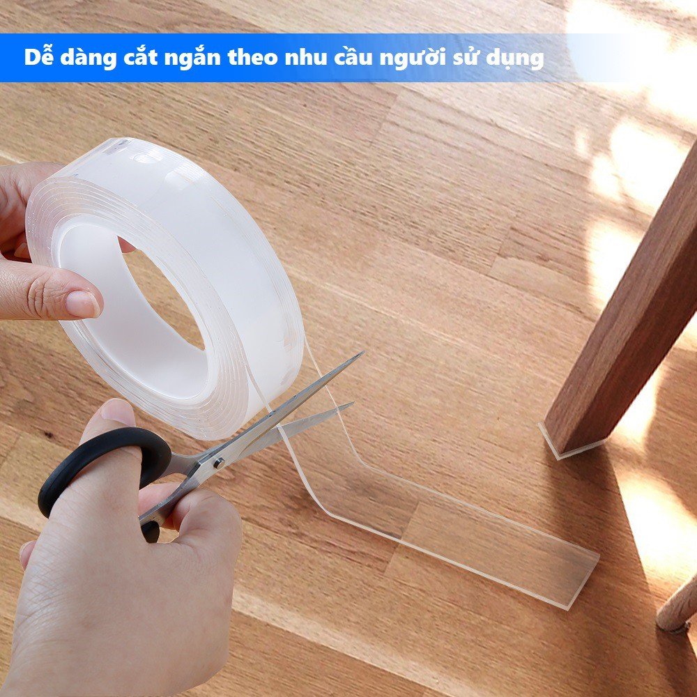 Cuộn Keo 2 Mặt Silicon Siêu Dính Trong Suốt