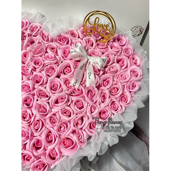 Quà tặng - Bó hoa sáp tim voan 99 bông hồng, quà tặng sinh nhật, 20/10,14/2,8/3