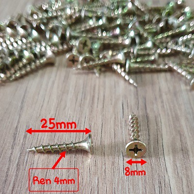 Gói 100 Con Vít Bắt Gỗ Đầu Bằng Ren Thưa 4x25mm