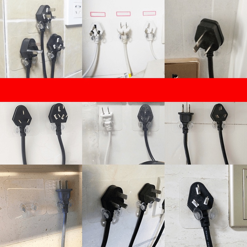 Móc treo tường giữ dây cắm điện, phích cắm điện gọn gàng loại trong suốt MDT00002
