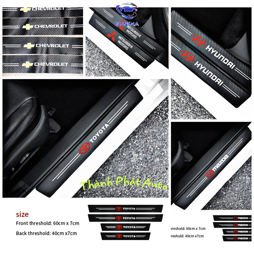 Sét 9 miếng dán bậc cửa suzuki có vân carbon dán full keo chống trầy tốt