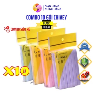 Combo 10 gói Bông nở bọt biển rửa mặt CHIVEY nhiều màu Cotemin