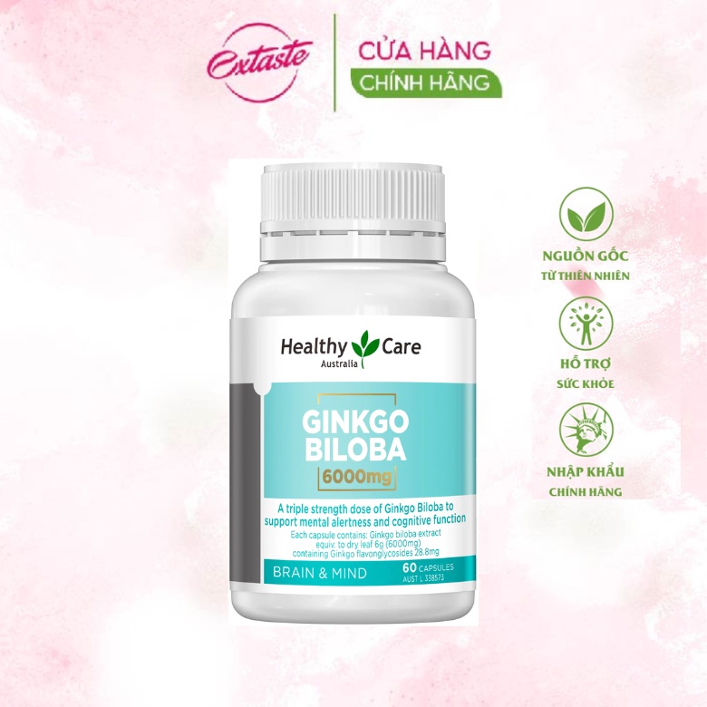 Viên Bổ Não Healthy Care Ginkgo Biloba 6000mg 100 viên Extaste