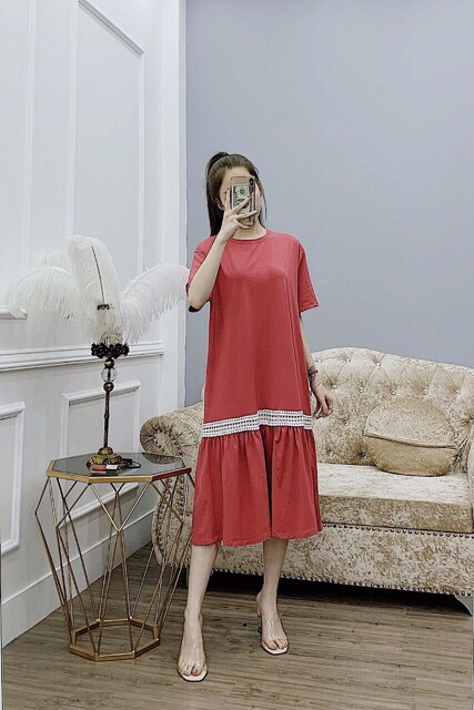 Váy bầu suông thời trang chất cotton mát 50-78kg
