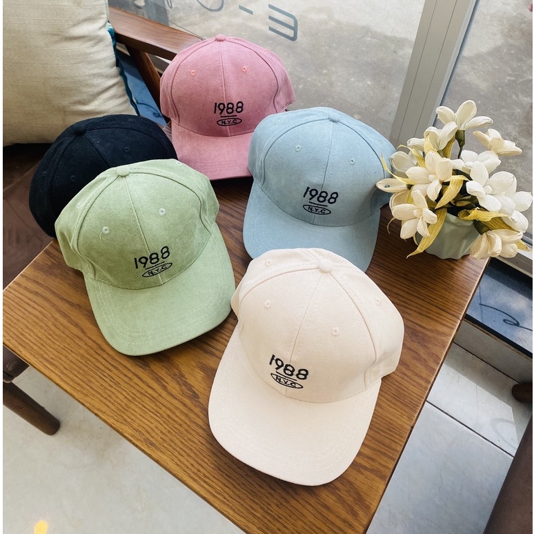 Nón kết lưỡi trai thêu số 1988 phong cách Ulzzang Hàn Quốc form unisex cho nam nữ mã N3