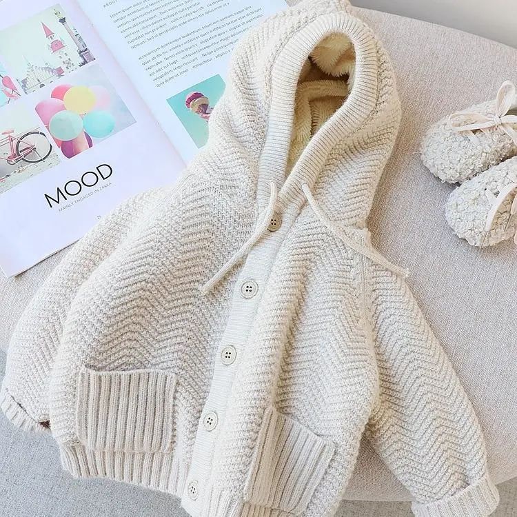 Áo khoác len lót lông 2 màu dày đẹp cho bé Phong Cách Thời Trang Thu Đông Mới 2022