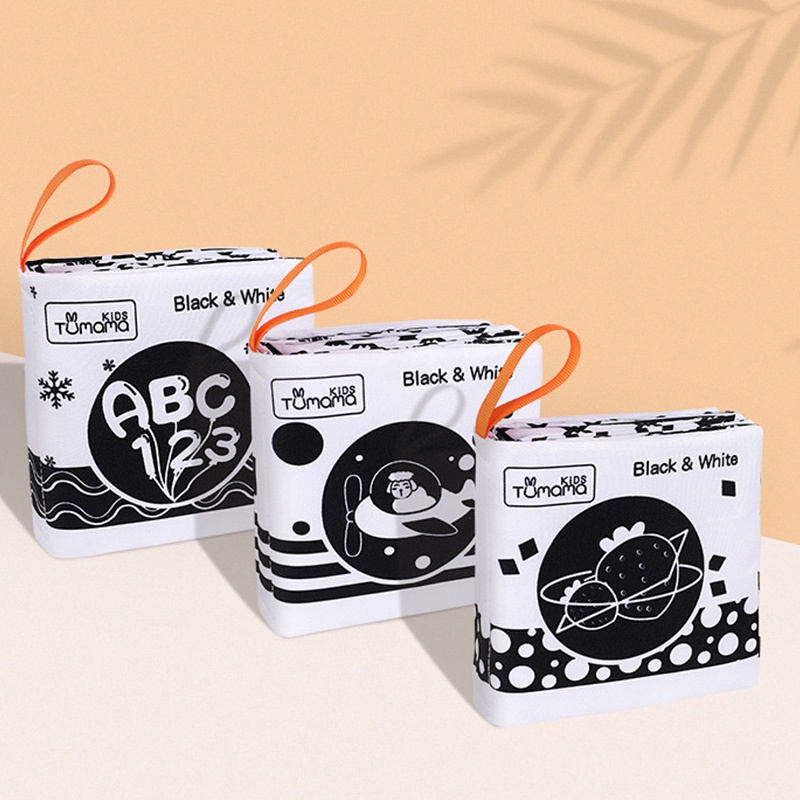Set 3 Sách Vải Mềm Mại Màu Trắng Đen Hình Động Vật Đáng Yêu Giáo Dục Sớm Dành Cho Bé 0-12 Tháng Tuổi