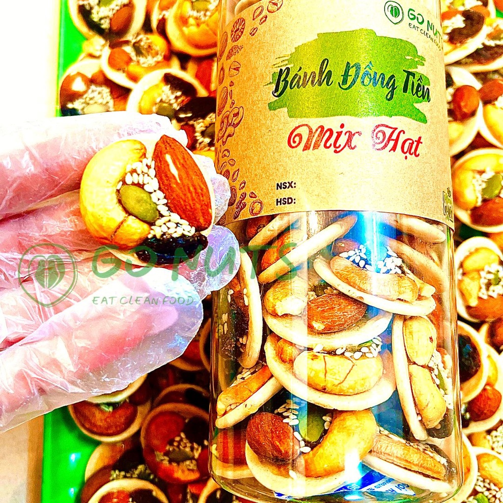 Bánh đồng tiền GO NUTS mix hạt dinh dưỡng Bánh ăn kiêng hỗ trợ giảm cân bánh ngũ cốc bánh healthy thuần chay thực dưỡng