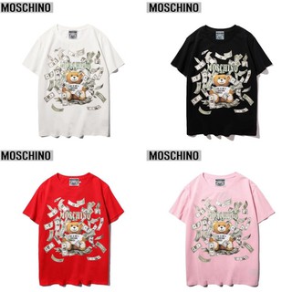 Áo Thun Chất Liệu Vải Cotton Tay Ngắn Có In Hoạ Tiết Moschino