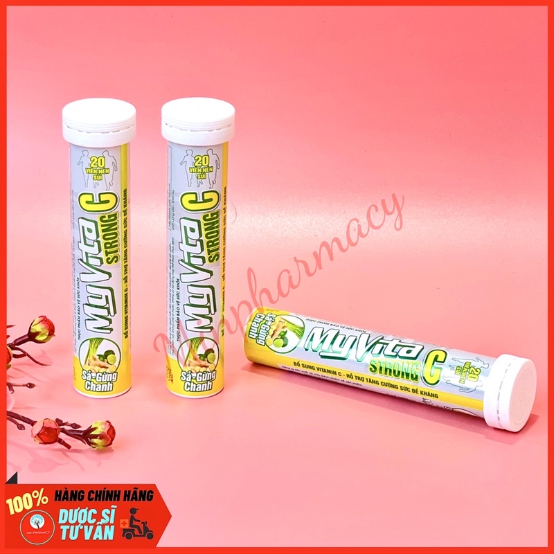 Viên Sủi Bổ Sung Vitamin C MYVITA Strong C Vị Chanh Sả Gừng Hỗ trợ tăng sức đề kháng  - Minpharmacy