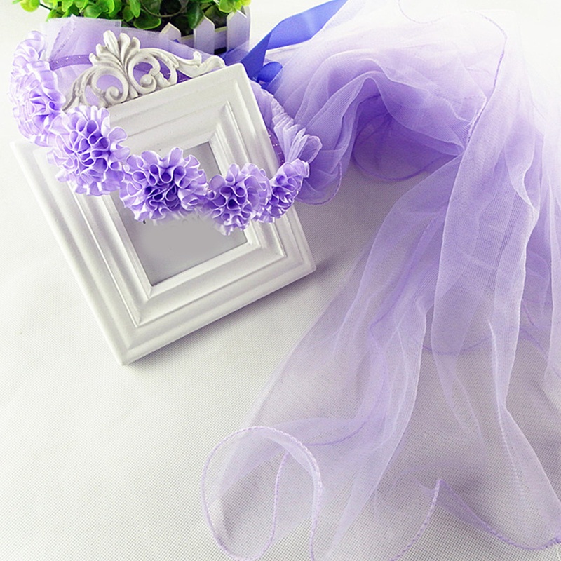 Mạng Che Mặt Bằng Vải Tuyn Xếp Ly Dáng Dài Cho Cô Dâu