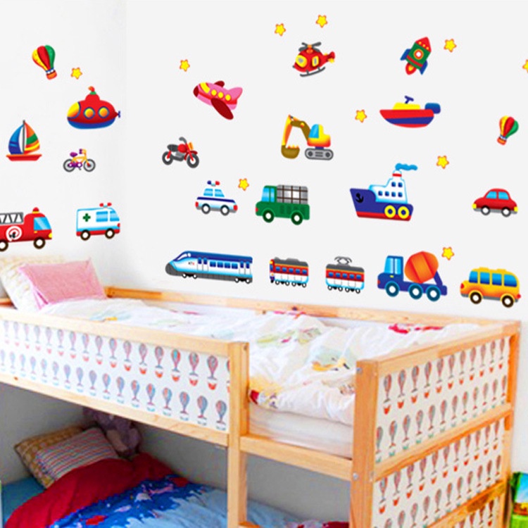 Decal dán tường đoàn xe phương tiện giao thông