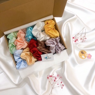 Cột tóc scrunchy phi bóng pastel đủ màu PK10